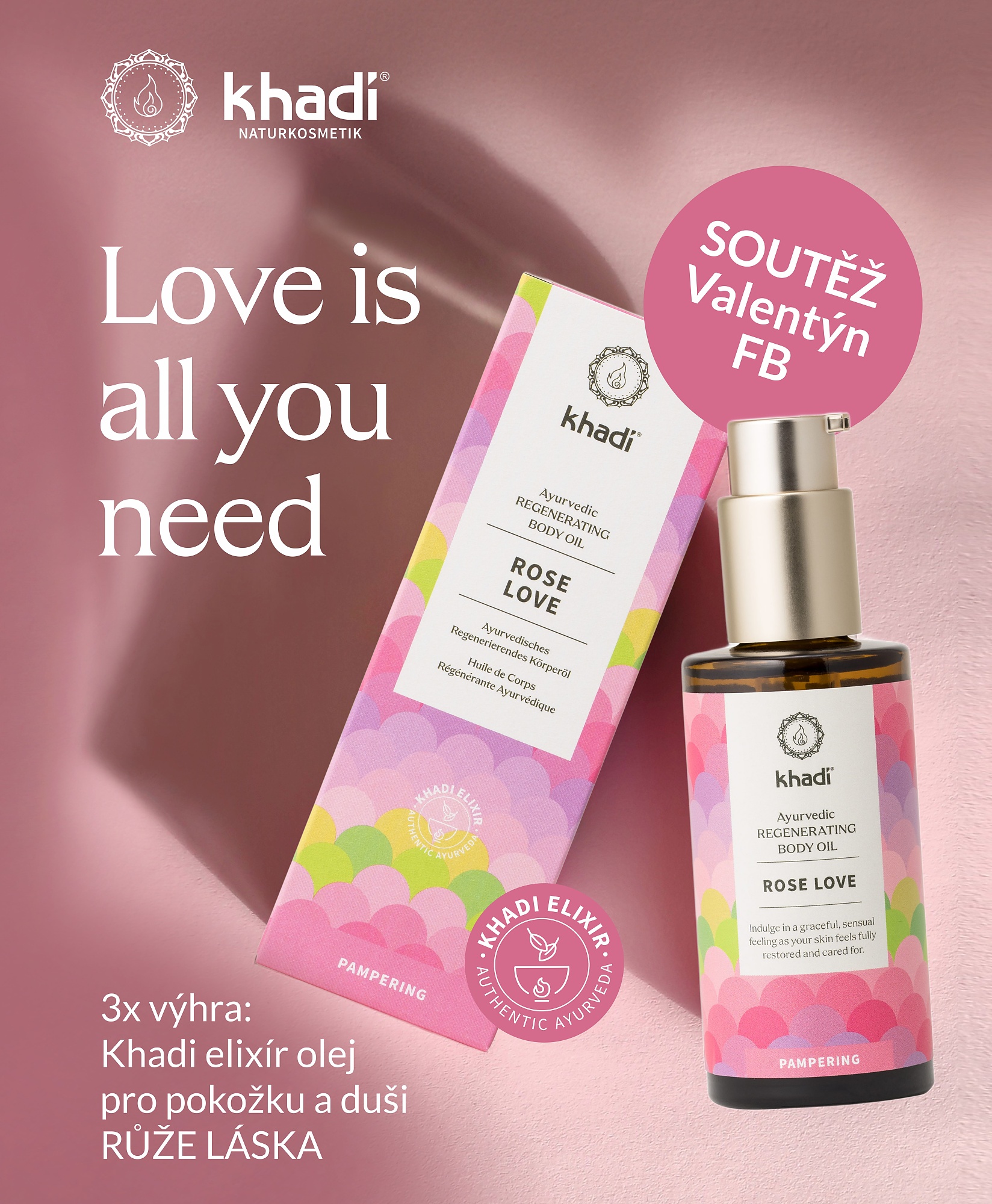 Valentýnské soutěže o elixír olej Růže Láska
